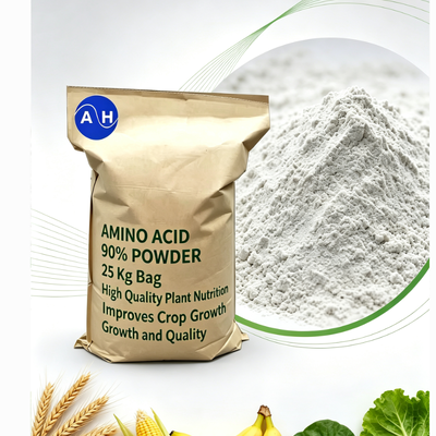 Polvo de aminoácidos de fuente de proteína de origen vegetal al 90% para producir formulaciones de fertilizantes líquidos a base de aminoácidos.